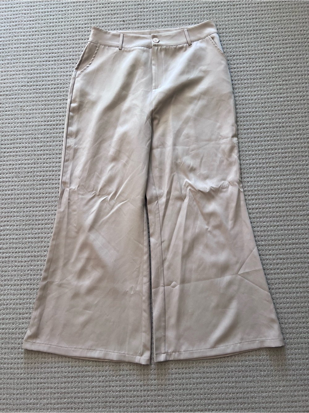 SHEIN Cream Wide-Leg High-Rise Pants